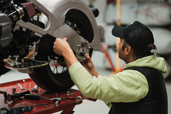 Technician assembling a prototype